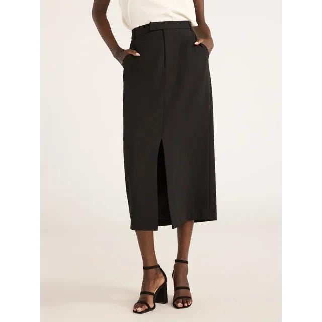 Scoop Ultimate Crepe Front Slit Midi Skirt