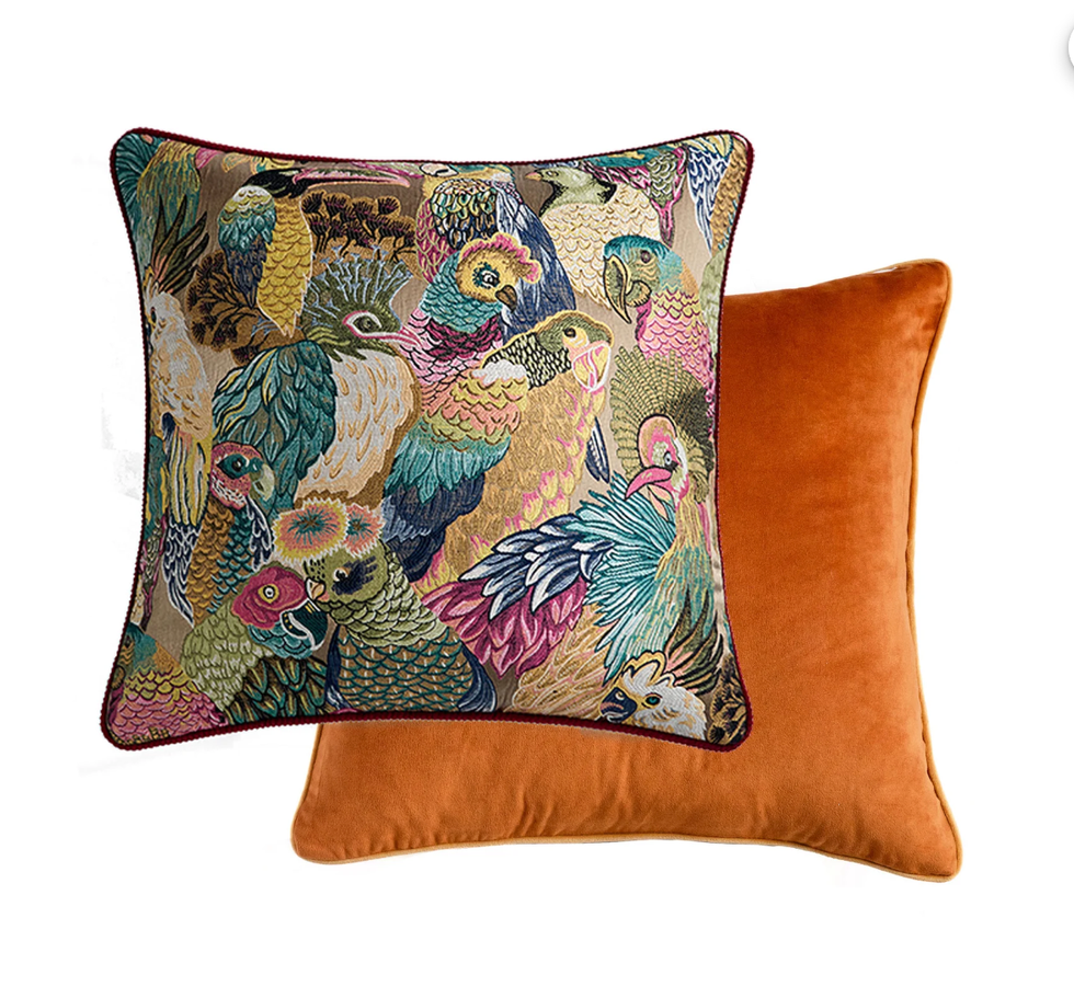 Jacquard Parrots Throw Pillow Cover