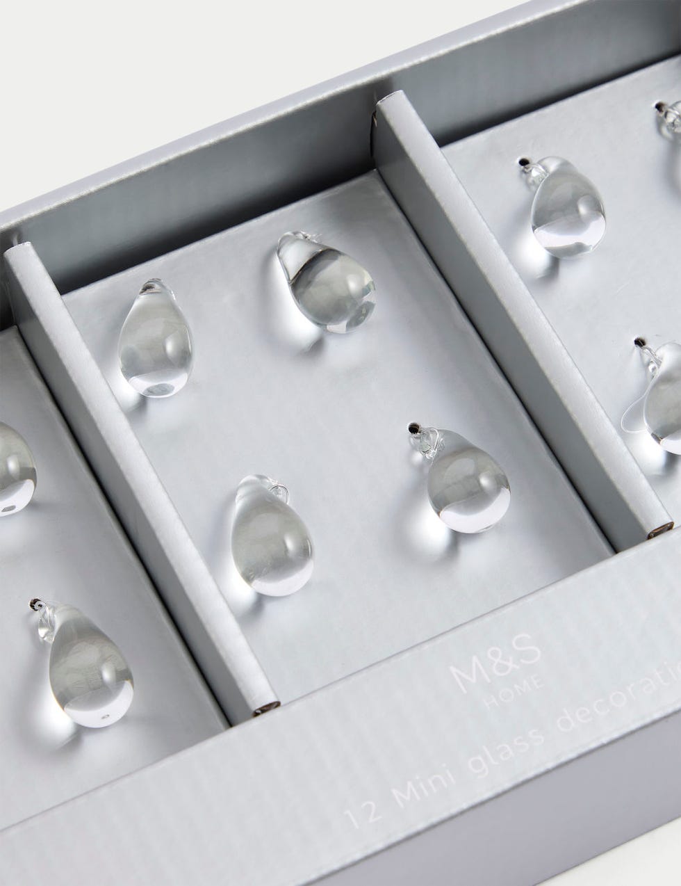 Twelve Mini Glass Teardrop Baubles