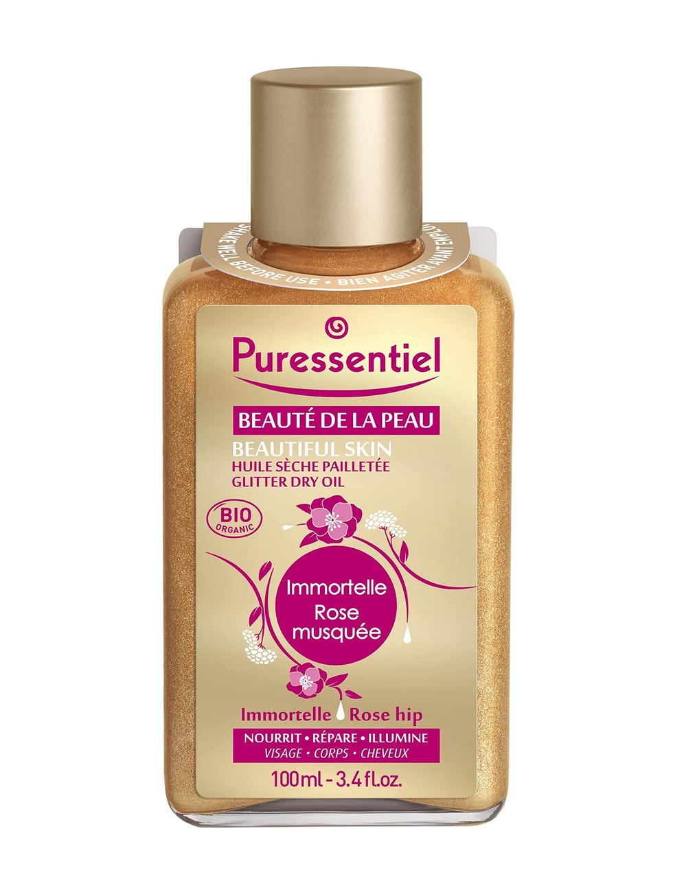 Olio Secco Scintillante Rosa Mosqueta ed Elicriso