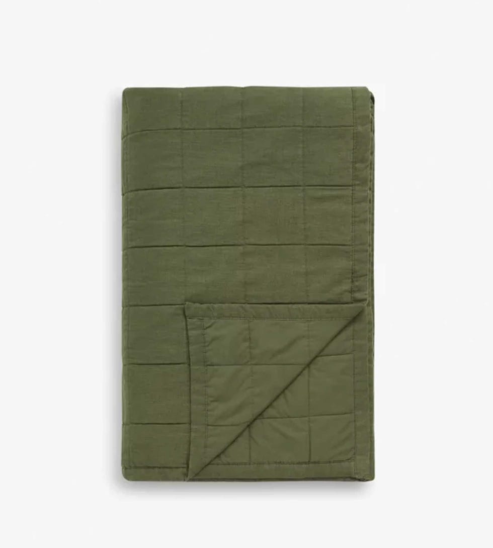 Linen Blend Quilted Bedspread, Avocado