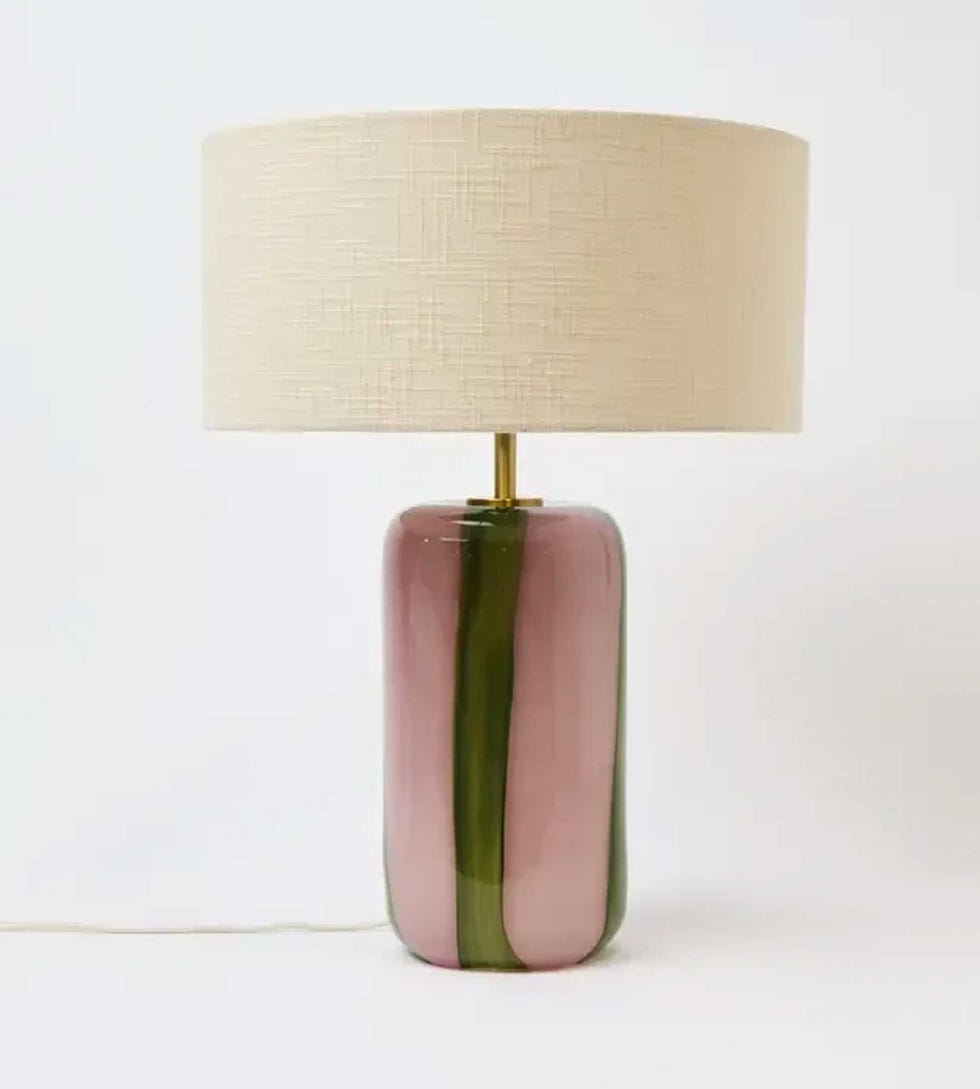 Clara Pink & Green Stripe Glass Desk & Table Lamp