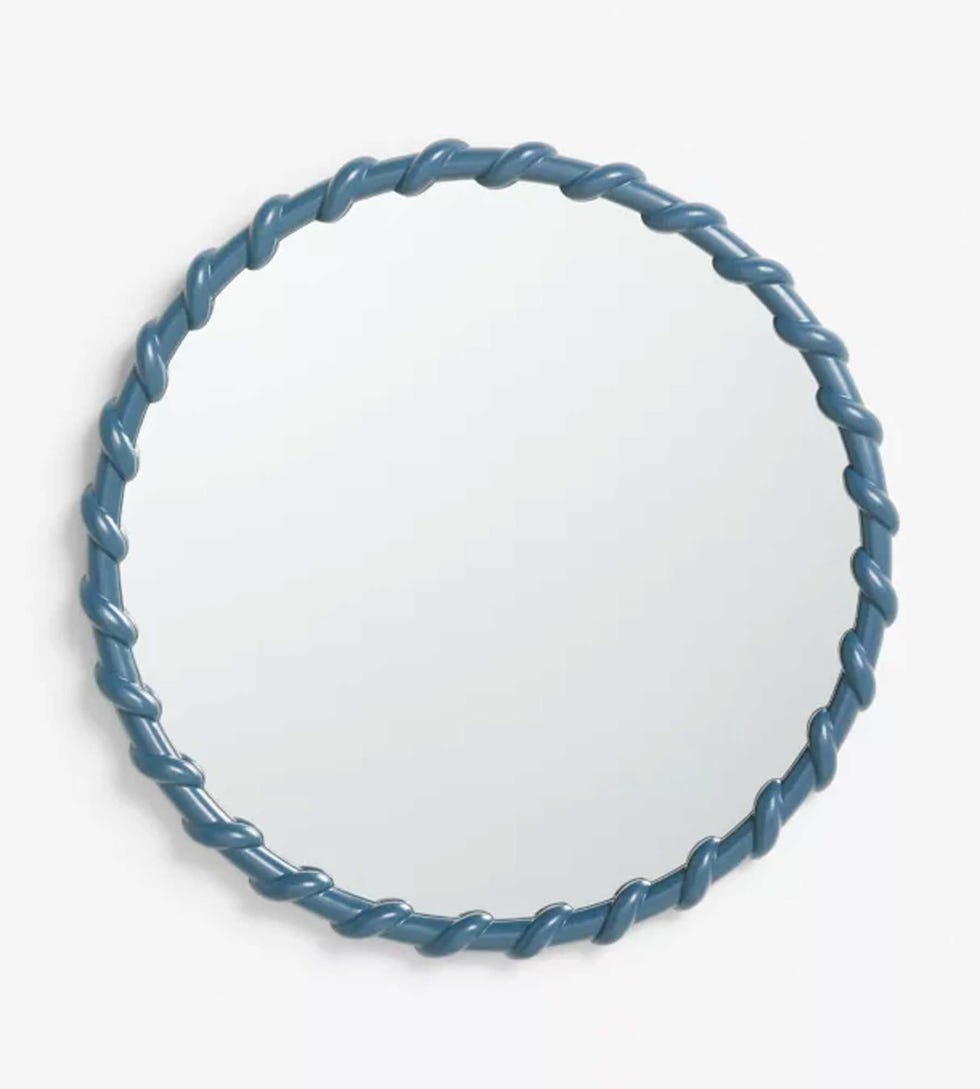 Nautical Round Wall Mirror, 80cm, Blue