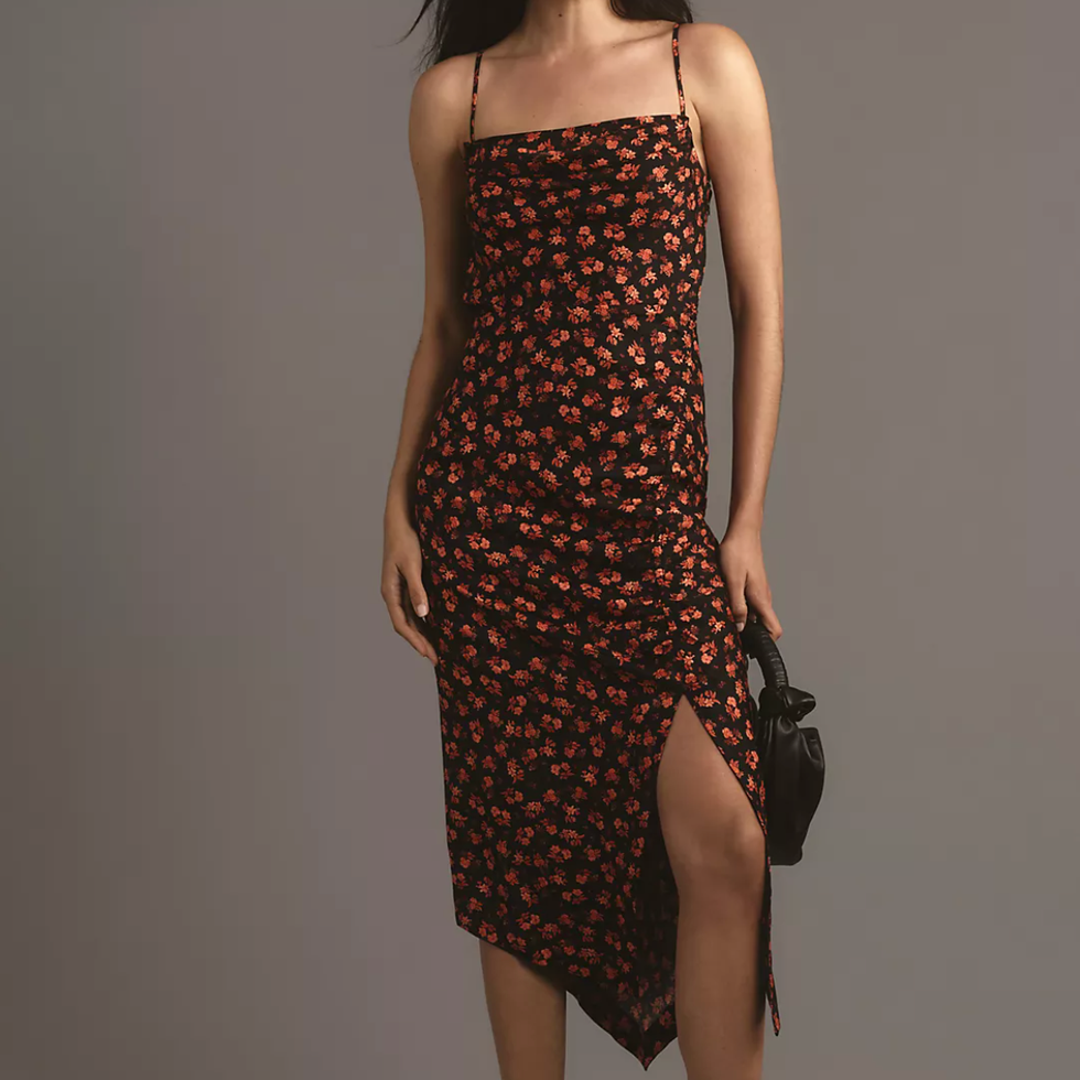 Asymmetrical Slip Midi Dress