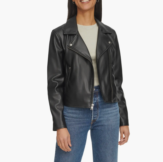 Shrunken Faux Leather Moto Jacket