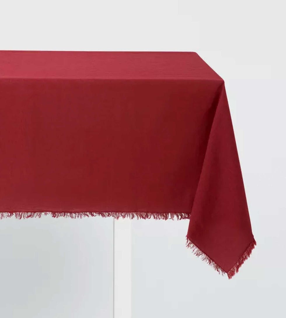 Cotton Linen Blend Tablecloth, Deep Red
