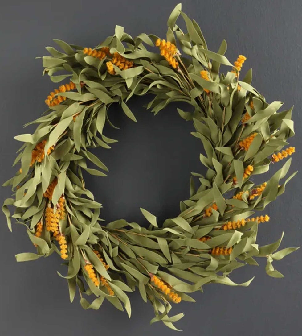 Artificial Mustard & Green Autumnal Wreath