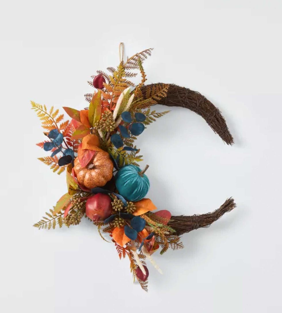 Pumpkin Crescent Moon Wreath