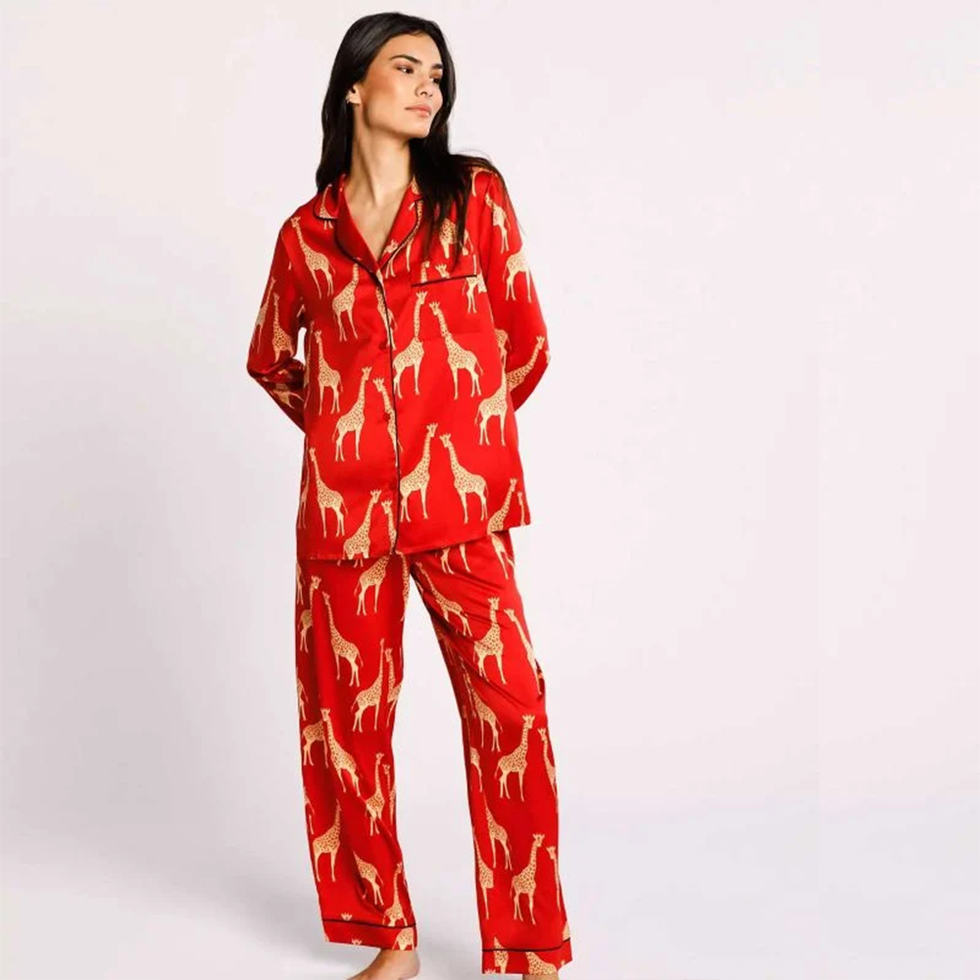 Satin Red Giraffe Pyjama Set 