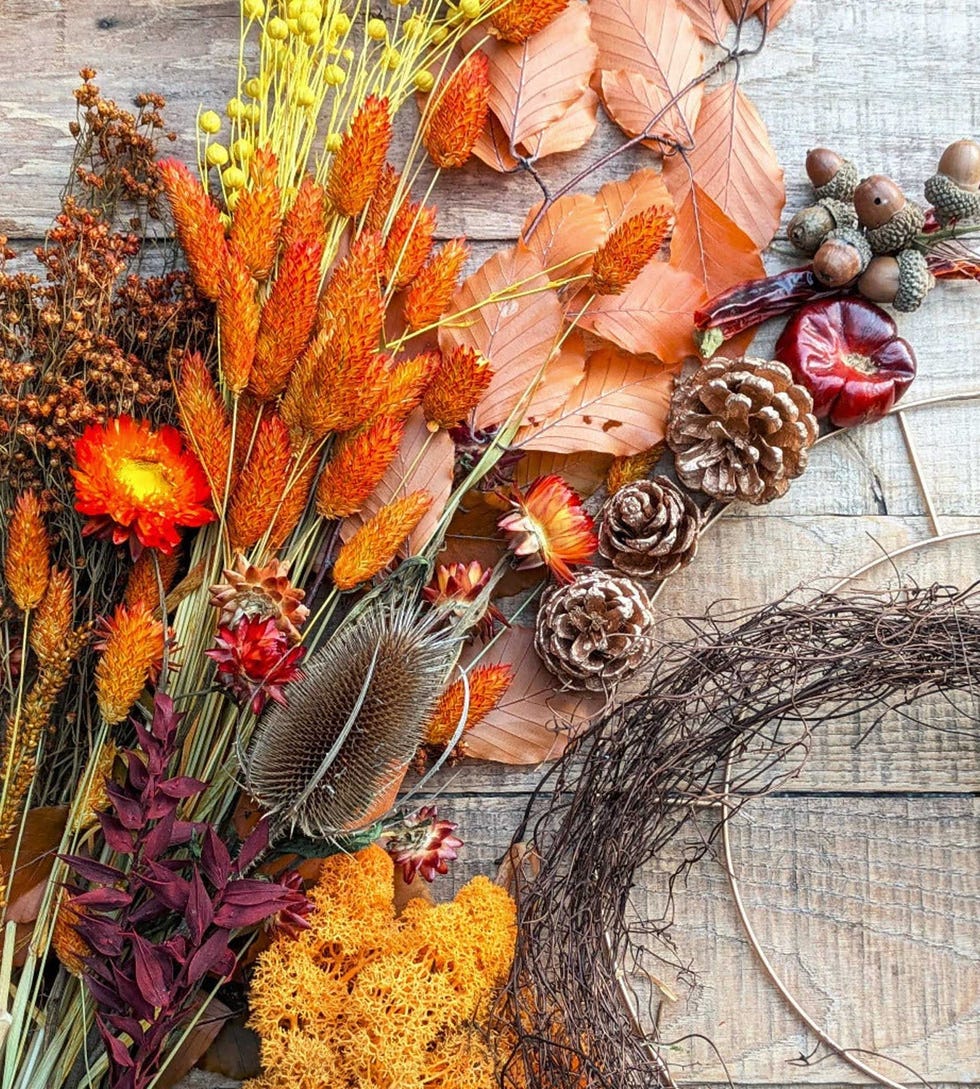 Autumn Dried Flower & Foliage Wreath Kit