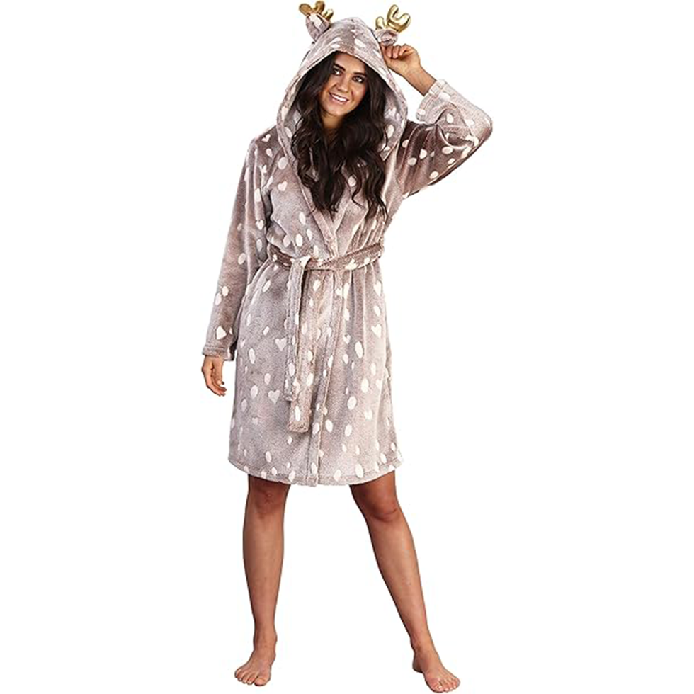 Reindeer Flannel Fleece Novelty Robe 