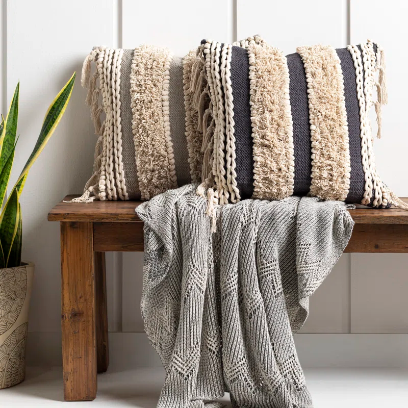 Striped Cotton Throw Pillow