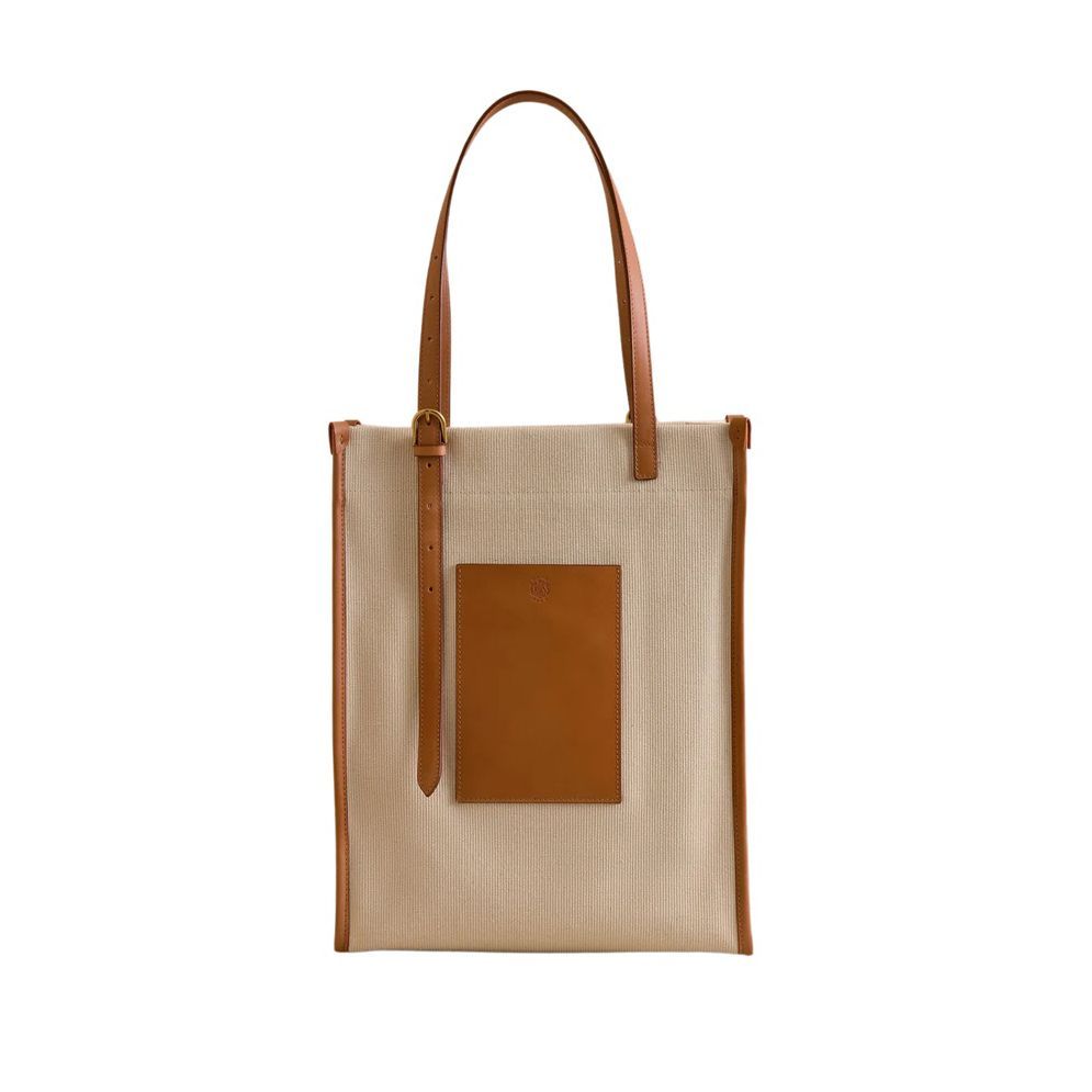 トートバッグ Classic XL leather-trimmed canvas tote bag Leather Trim Canvas Tote Bag