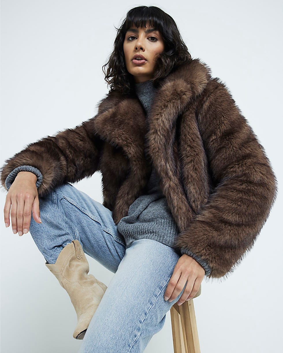 Brown Faux Fur Short Plush Jacket