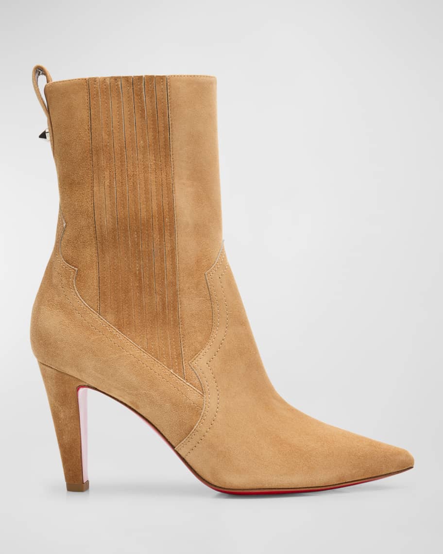 Suede Stiletto Red Sole Chelsea Booties