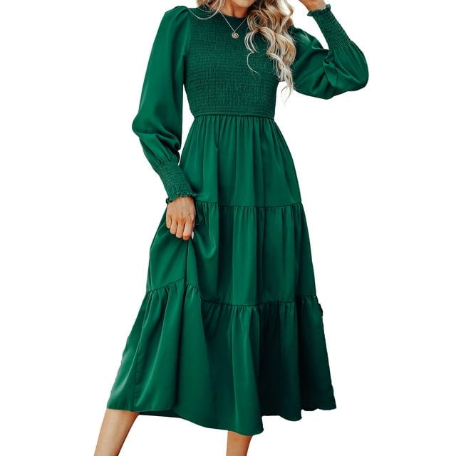 Anastasia Smocked High Neck Maxi Dress