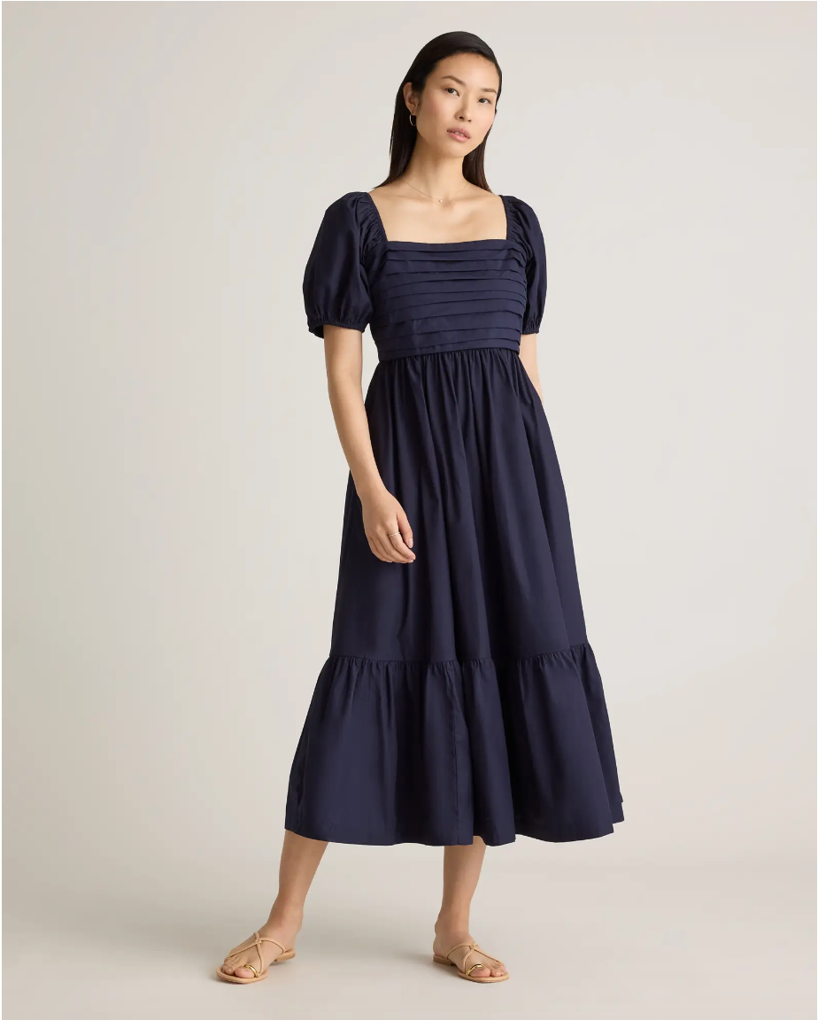 Cotton Ruched Midi Dress