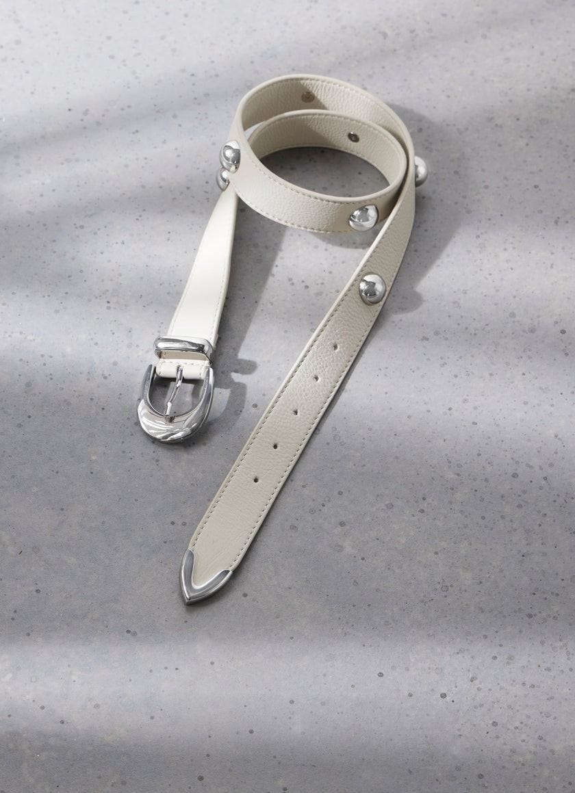 White Statement Leather Belt