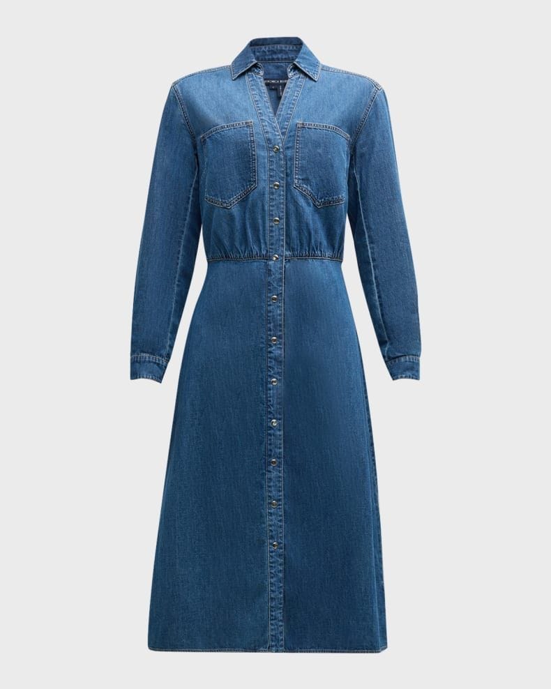 Miranda Long-Sleeve Denim Shirtdress