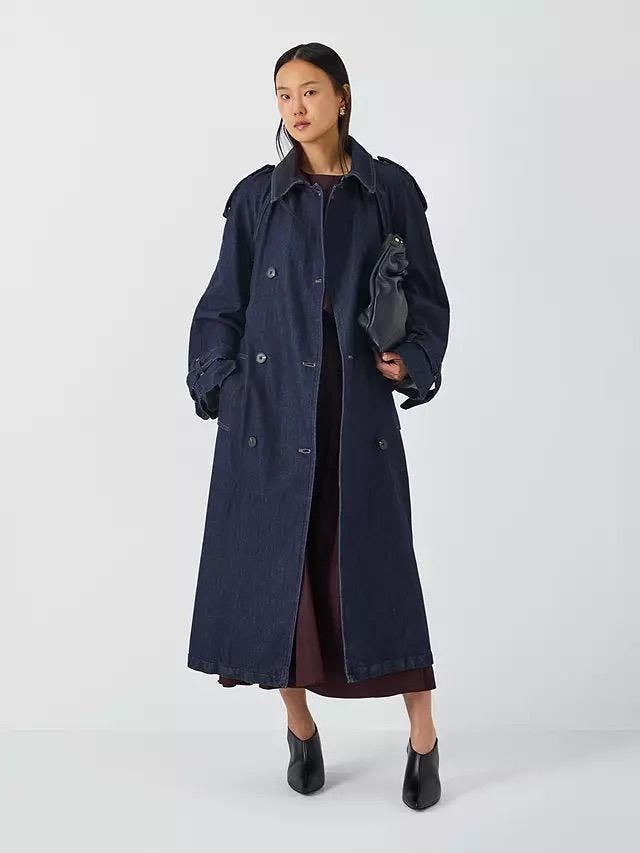 Denim Trench Coat, Blue Wash
