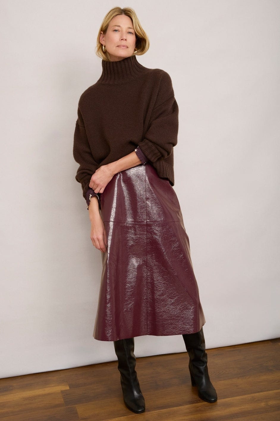 Lateisha Faux Leather Skirt – Plum Patent