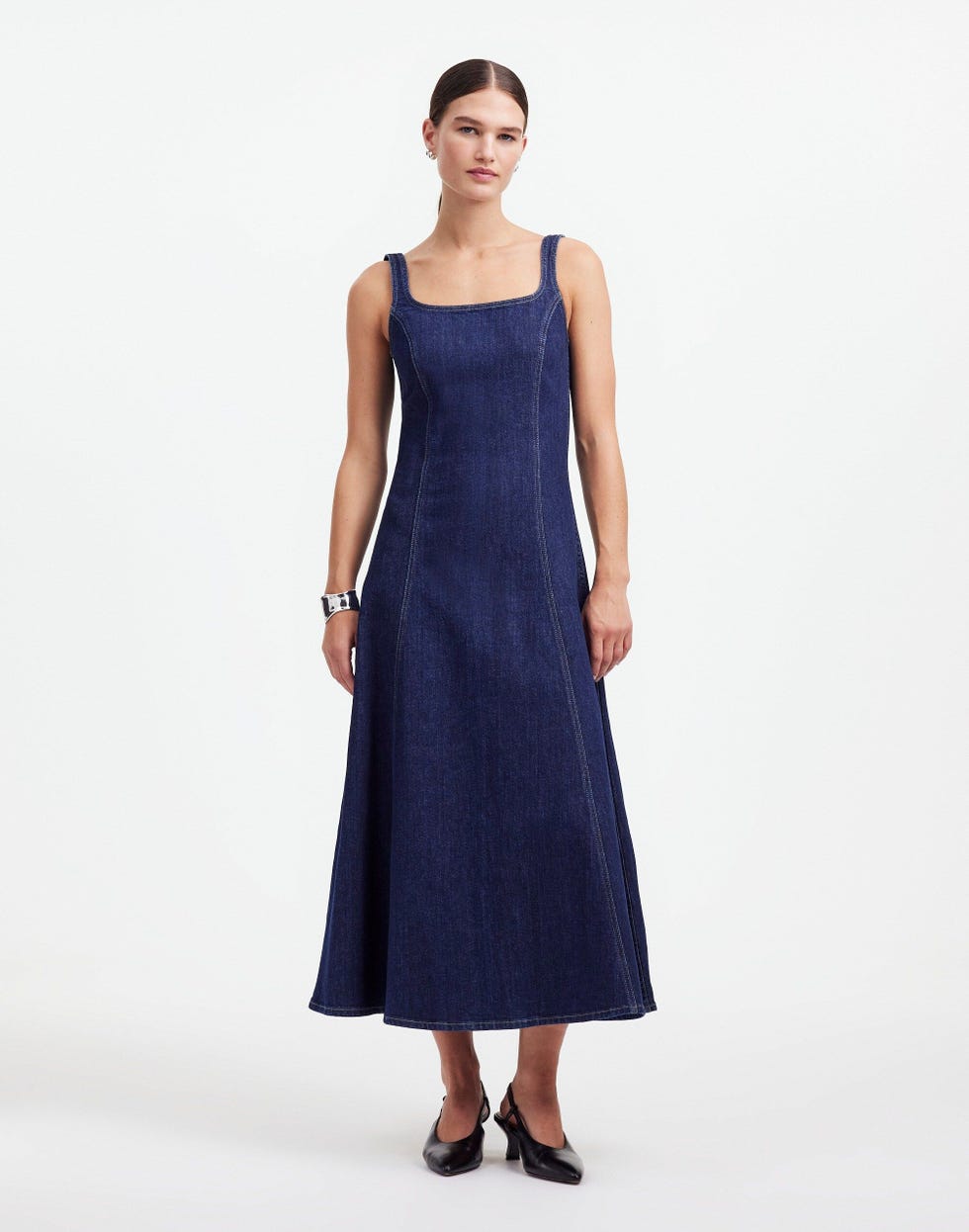 Denim Tank Midi Dress in Pellson Wash