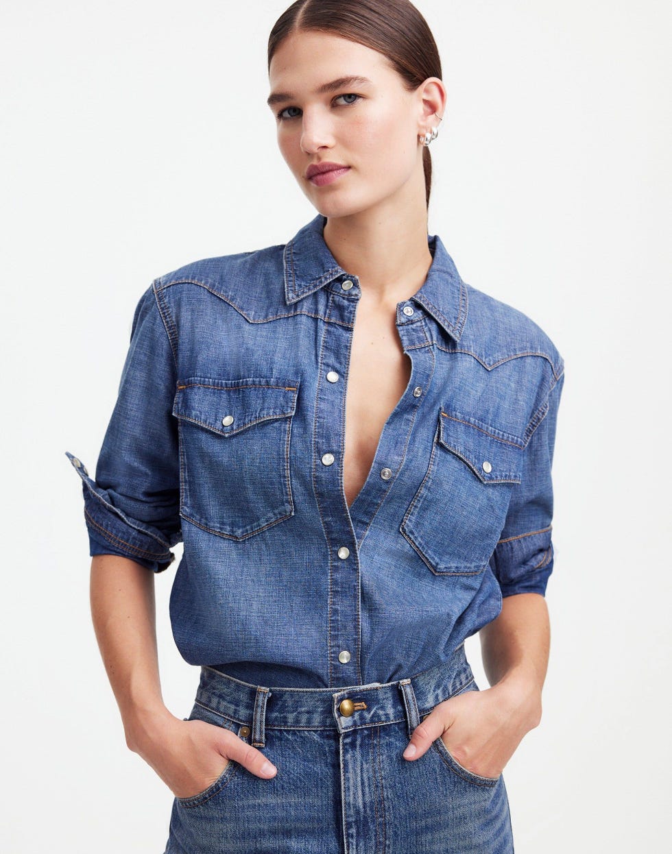 Denim Western Shirt in Vintage Wash