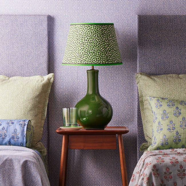 25cm empire shade in emerald, black and white polka dot paper by gp & j baker see dimensions