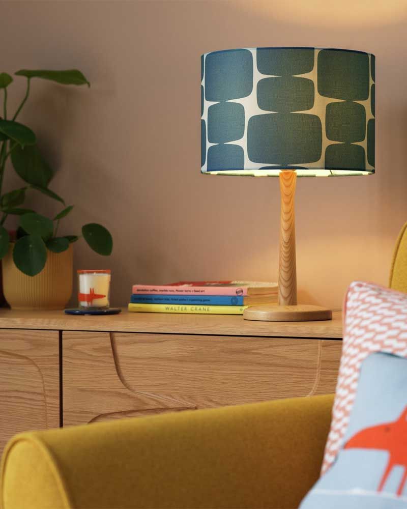 Habitat x Scion Teal Lohko Linen Drum Lampshade - 30cm