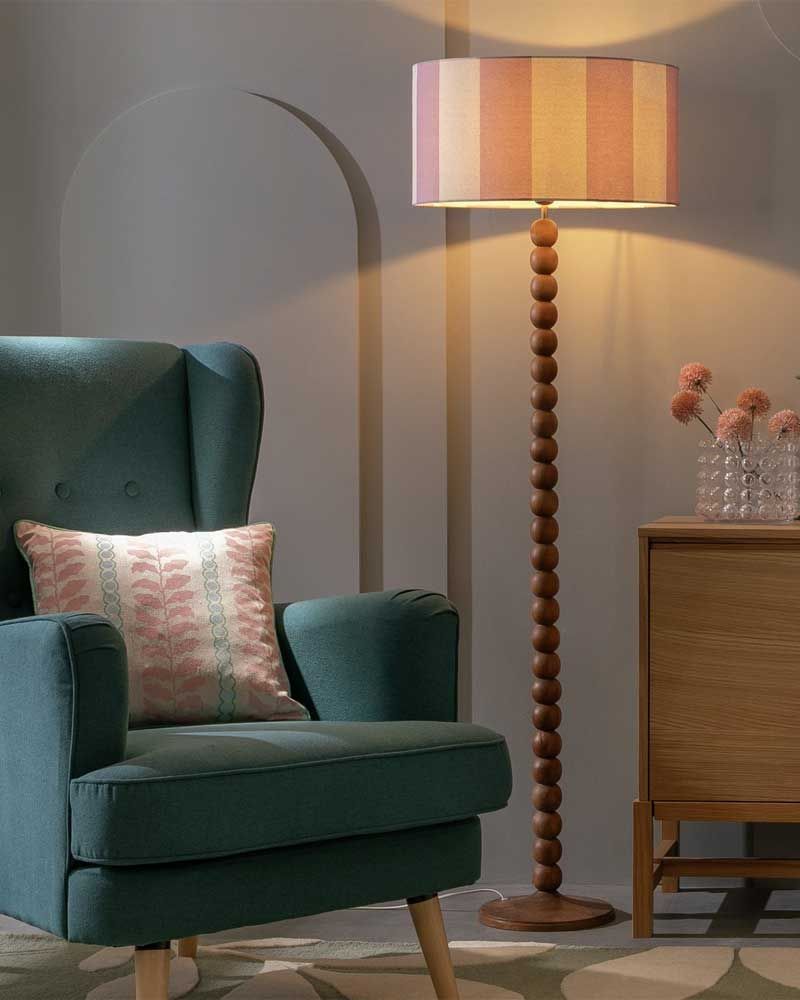 Purple Stripes Faux Linen Drum Lampshade - 49cm 