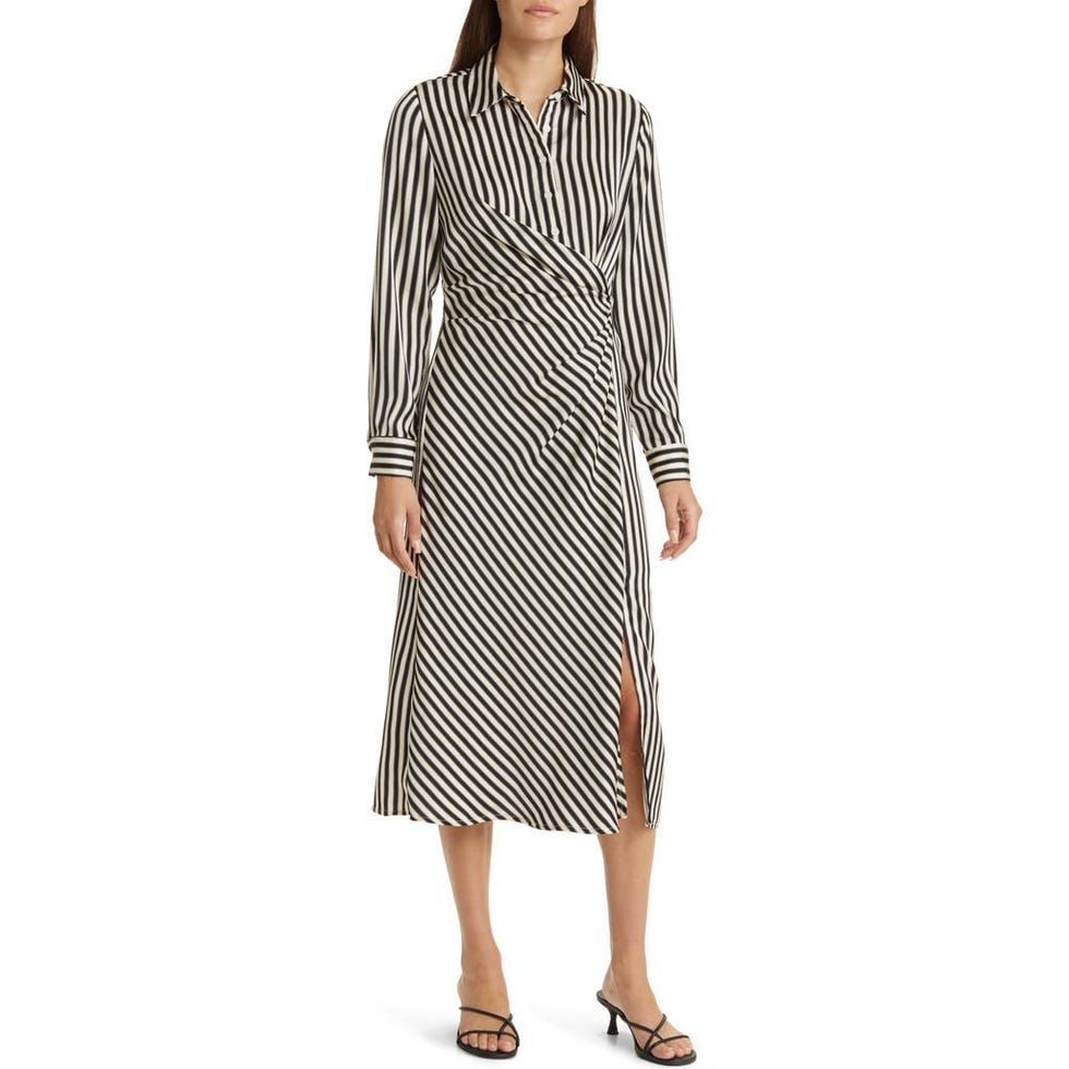 Side Knot Stripe Shirtdress