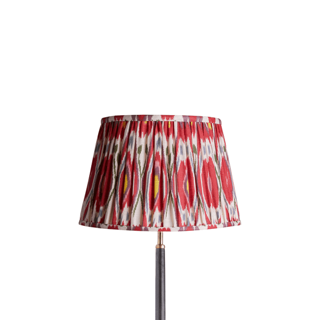 35cm straight empire gathered lampshade in heraldic printed linen ikat see dimensions