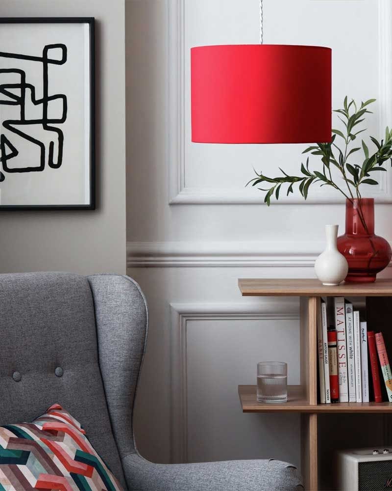 Red Easy Fit Drum Lampshade - 30cm