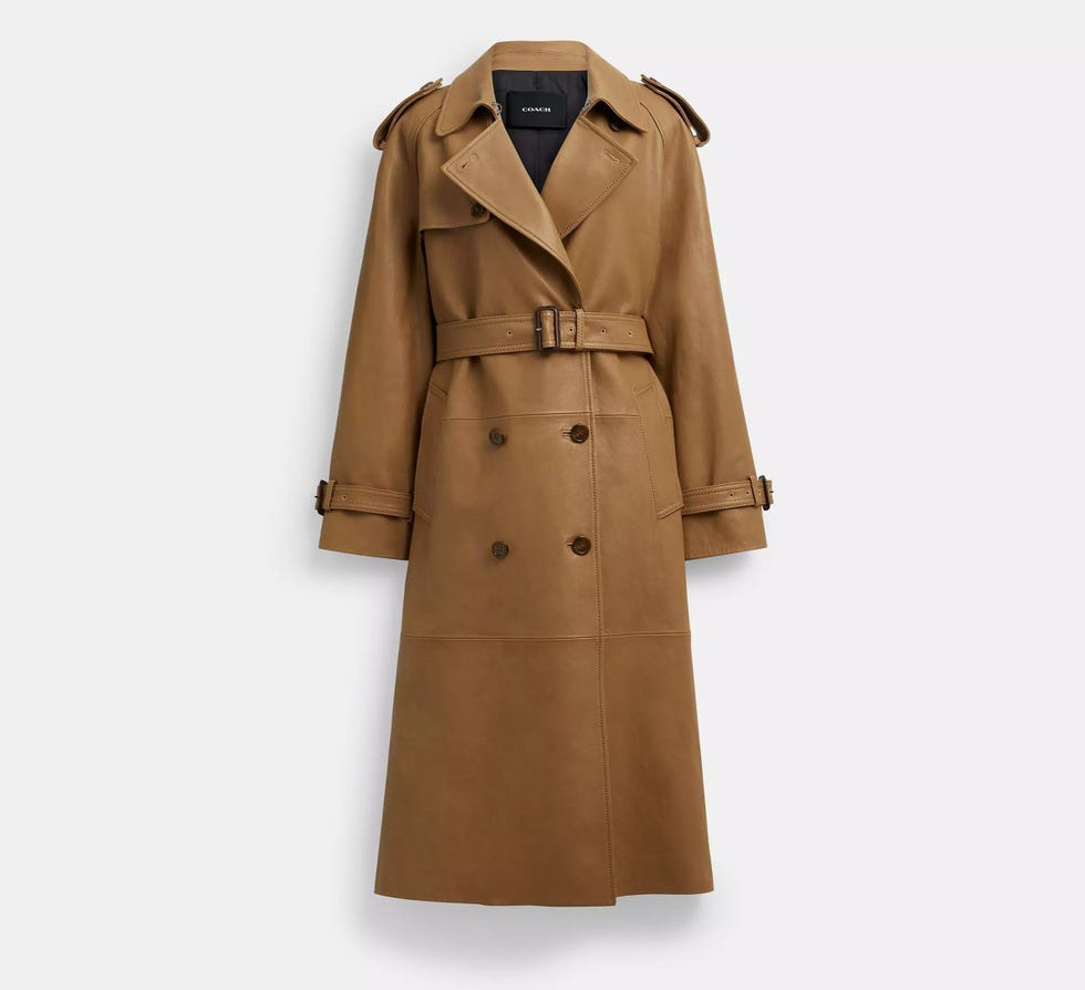 Leather Double Breasted Trench Coat