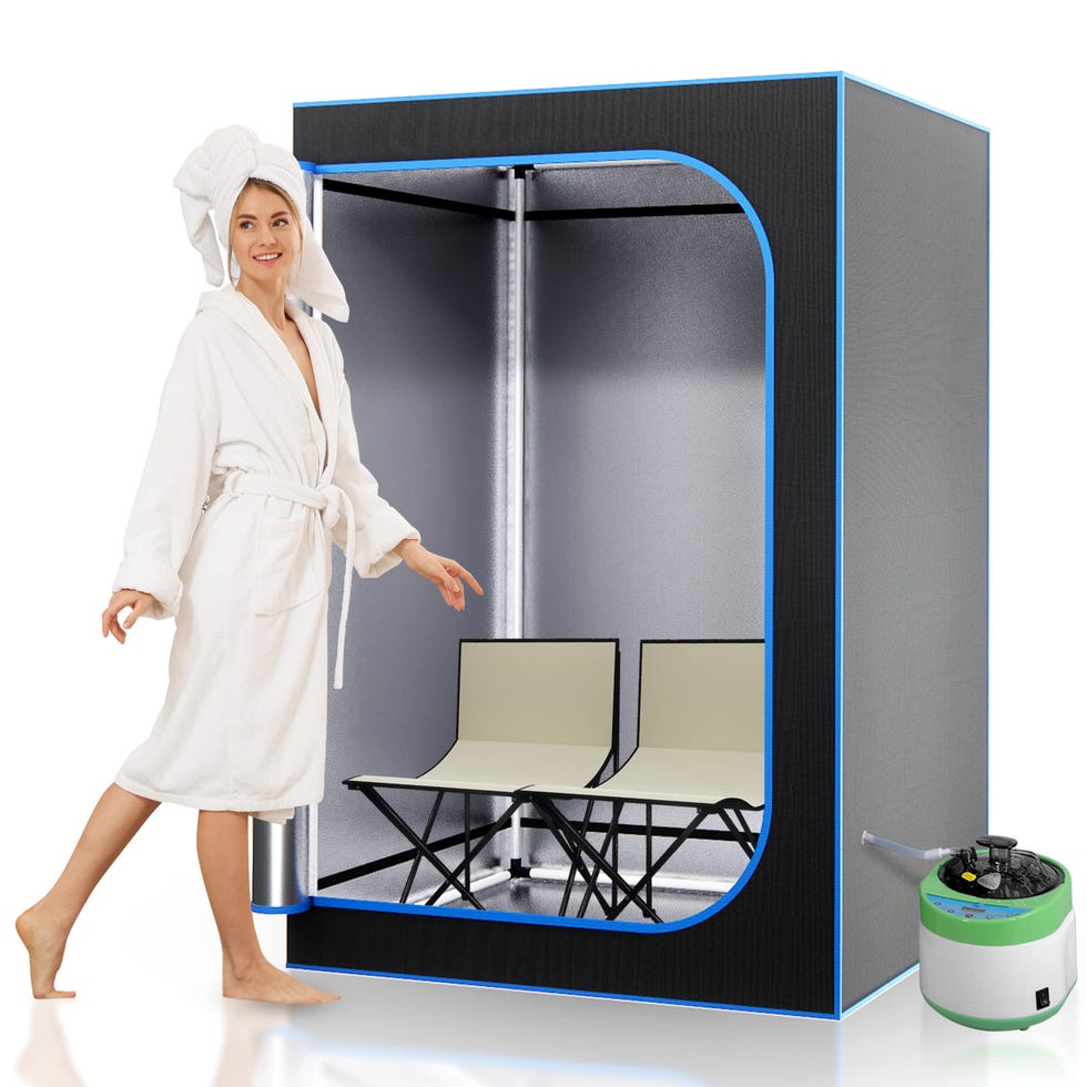 SereneLife Sauna a Vapore Portatile con Sedia Portatile e Telecomando, Bagno Turco, Sauna Infrarossi con Tappetino Scaldapiedi, Nera
