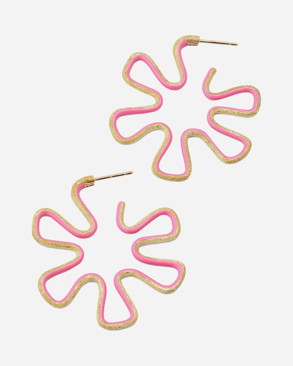 9K Gold, Diamond, and Pink Enamel Polka Dot Earrings