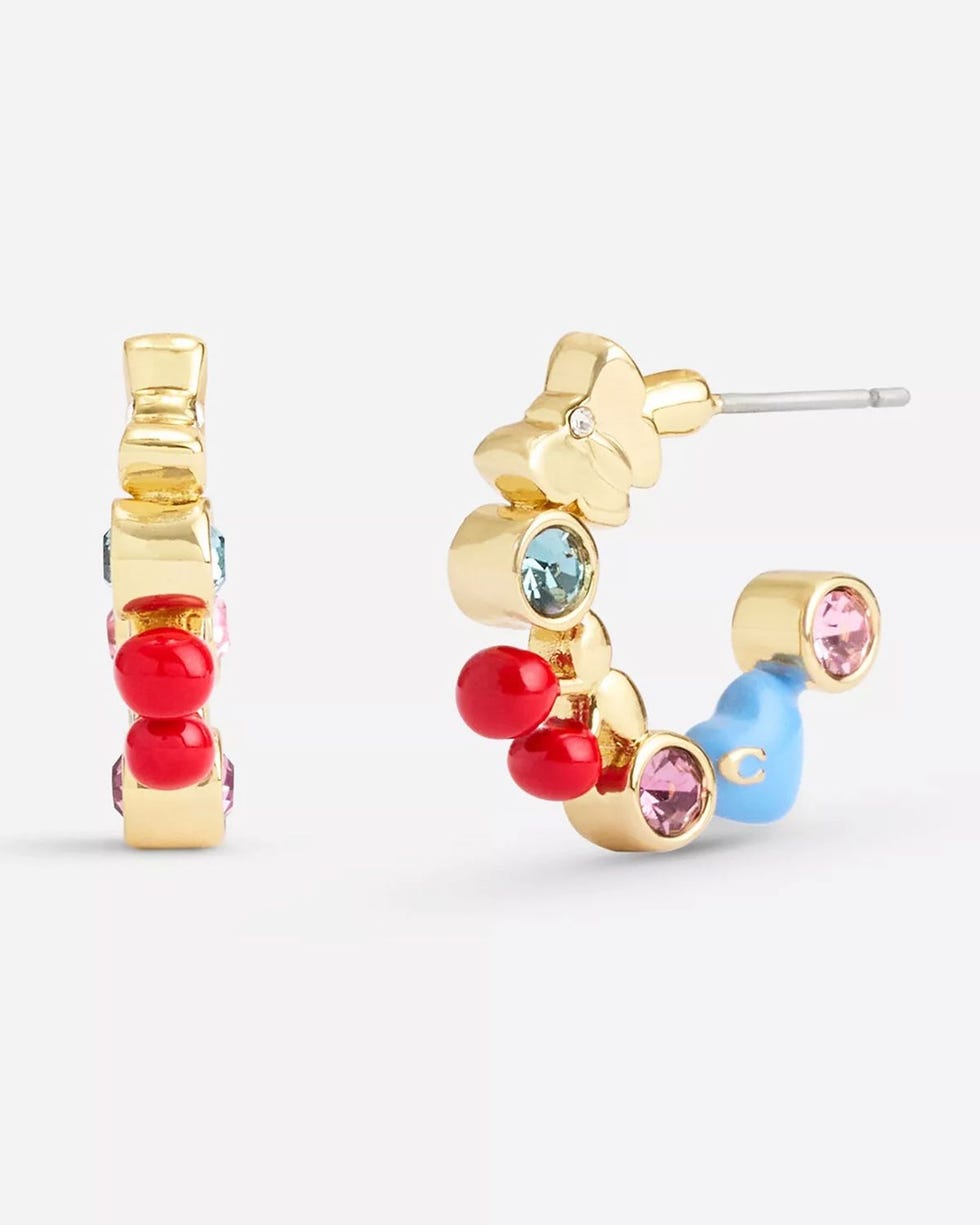 Cherry and Heart Multi Charm Huggie Earrings