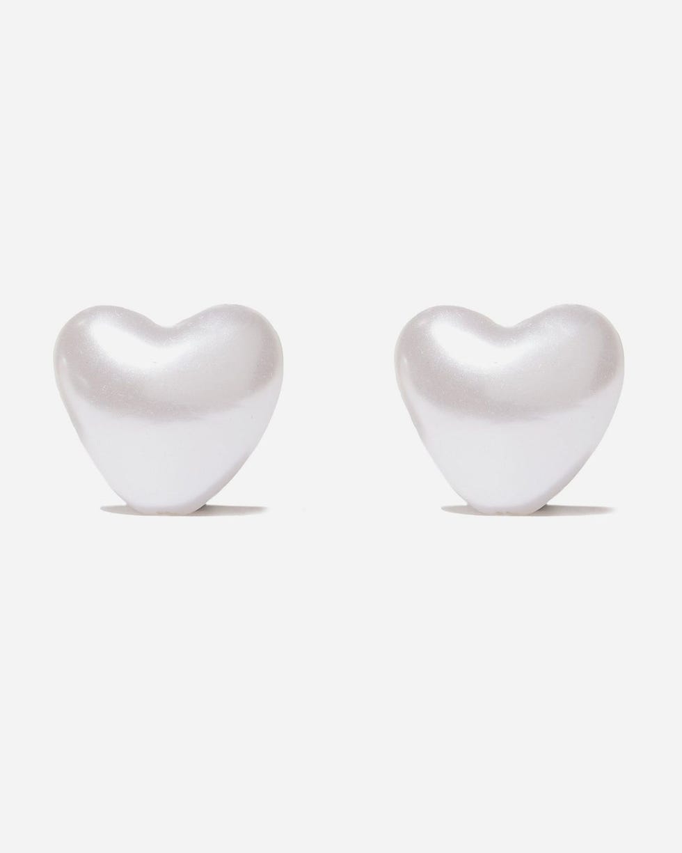 Pearl Heart Stud Earrings 