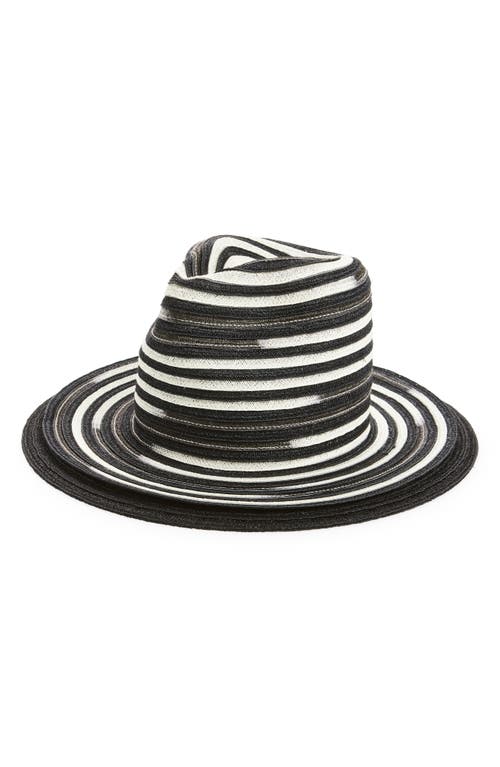 Double Brim Stripe Woven Fedora