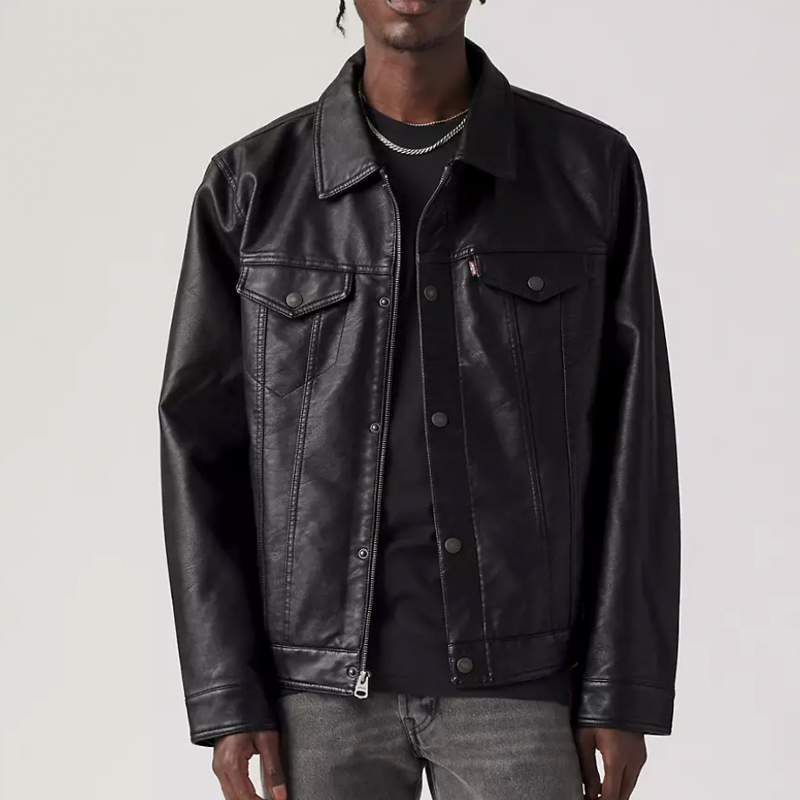 Faux Leather Trucker Jacket