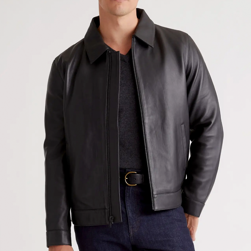 100% Leather Harrington Jacket