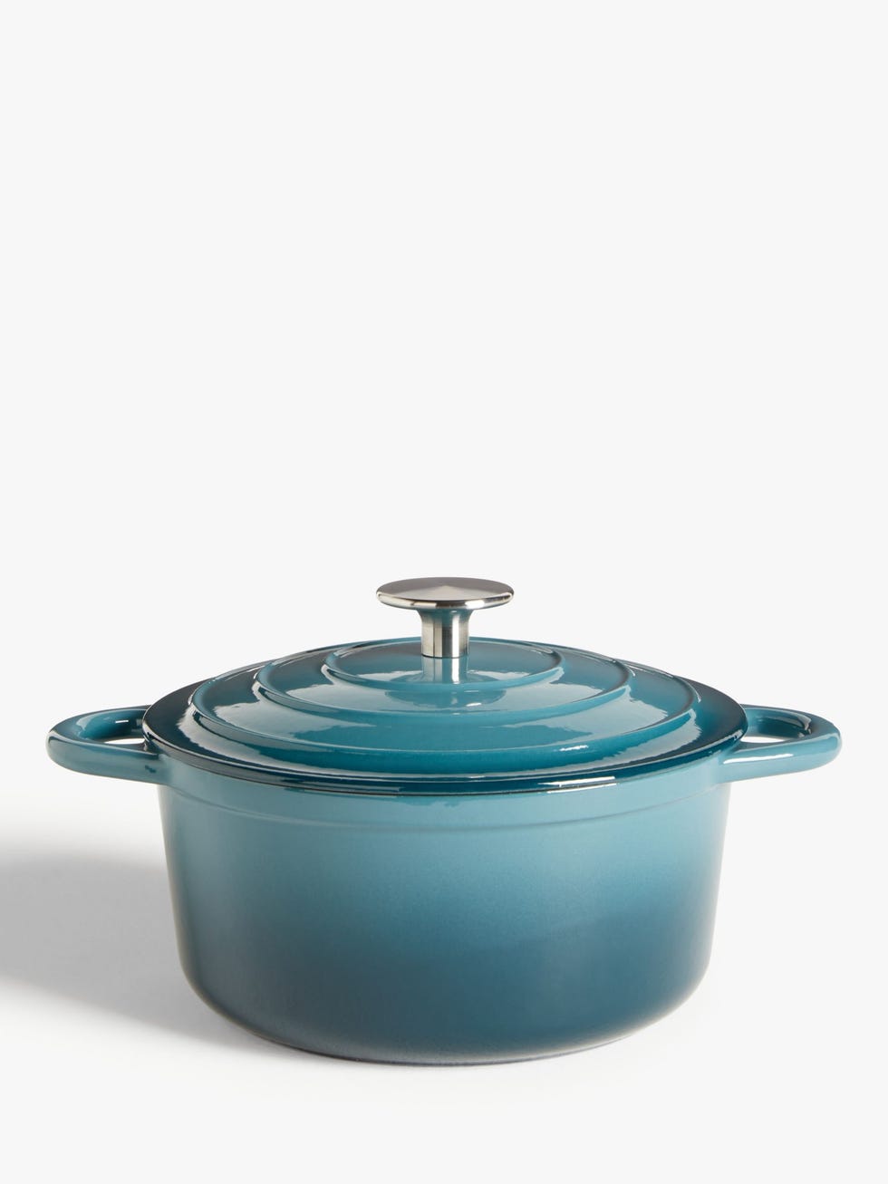 John Lewis & Partners Cast Iron Round Casserole, Blue