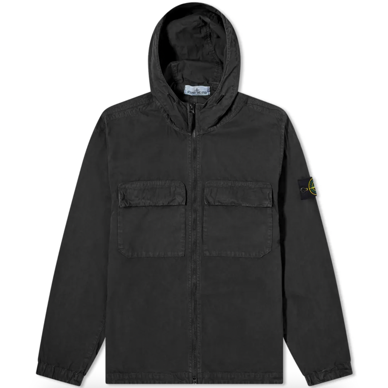 Brushed Cotton Canvas Hooded Overshirt