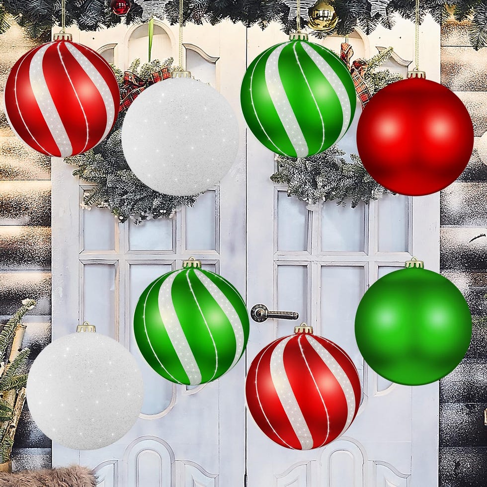 Set of 8 Large Christmas Ball Ornaments