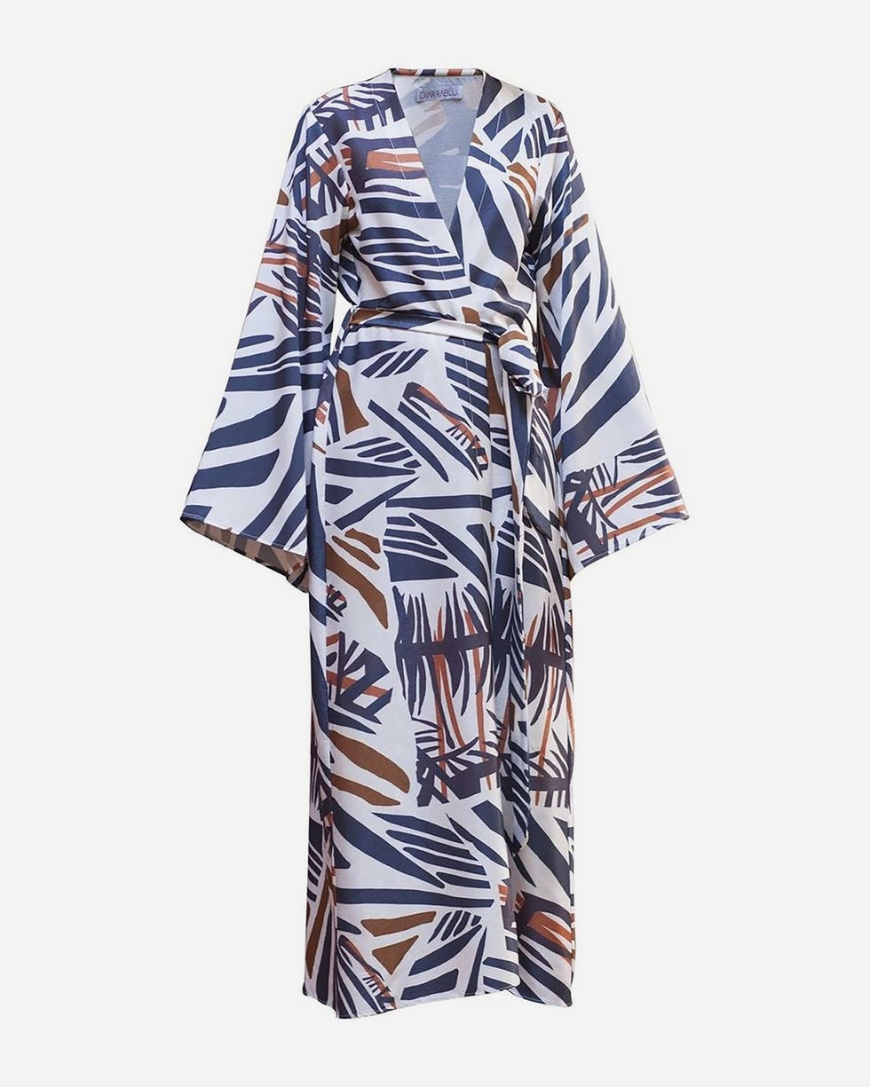 Awa Print Long-Sleeve Wrap Maxi Dress