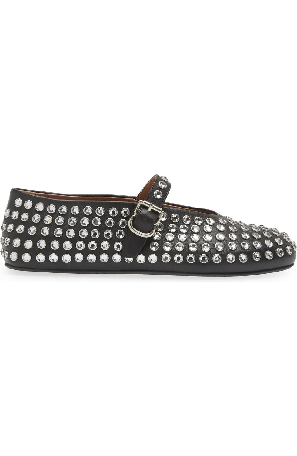 Crystal-Embellished Leather Ballet Flats