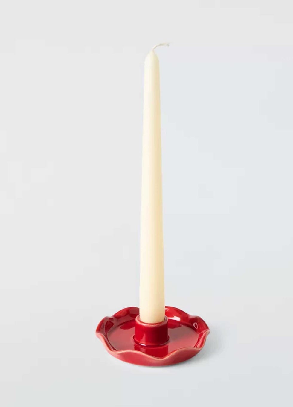Scallop Candle Holder, Red