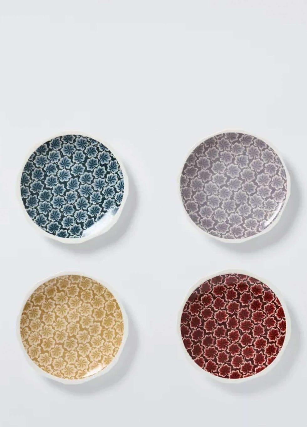 Aster Fan Leaf Fine China Side Plates, Set of 4, Assorted