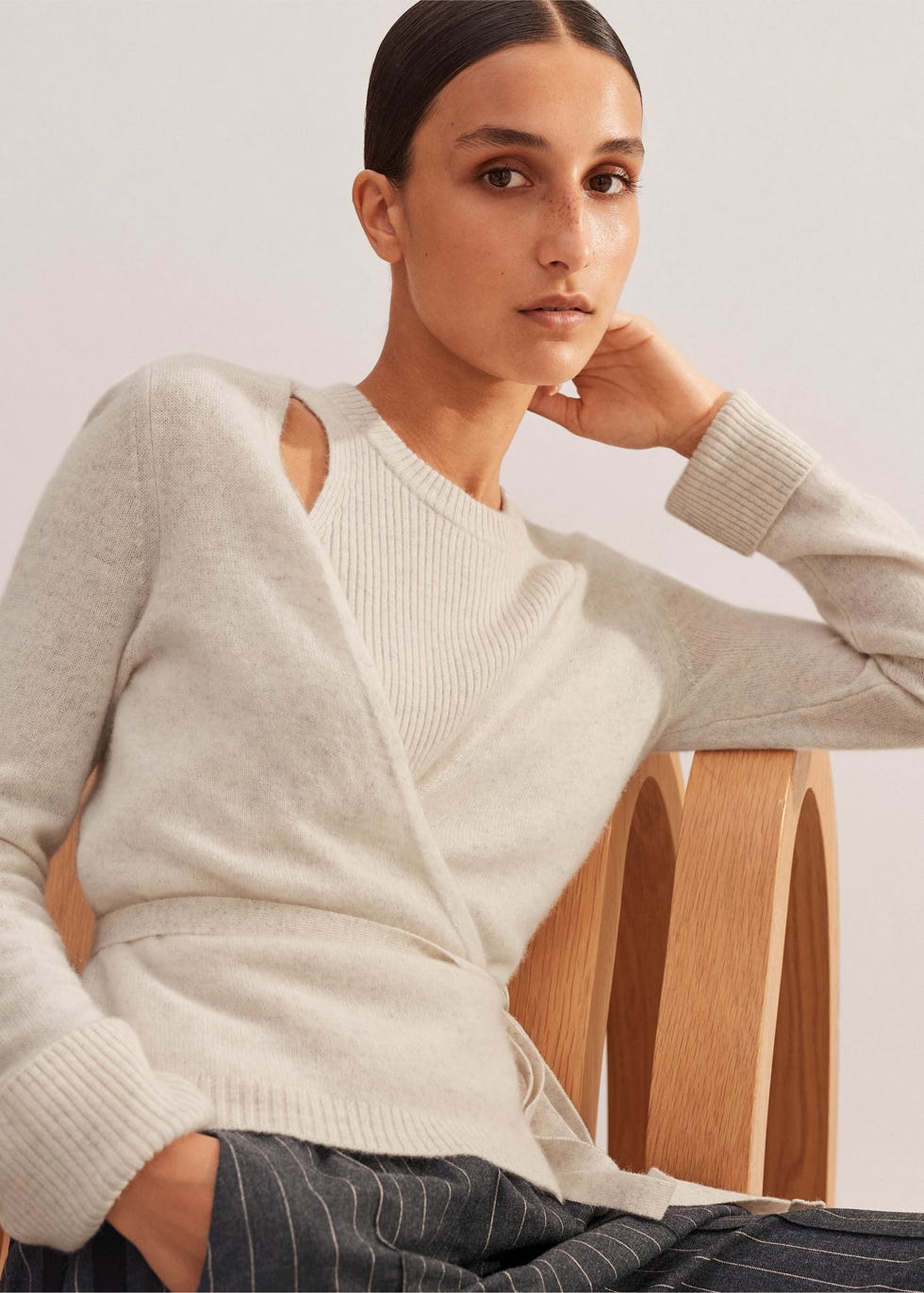 Cashmere Layered Wrap Top