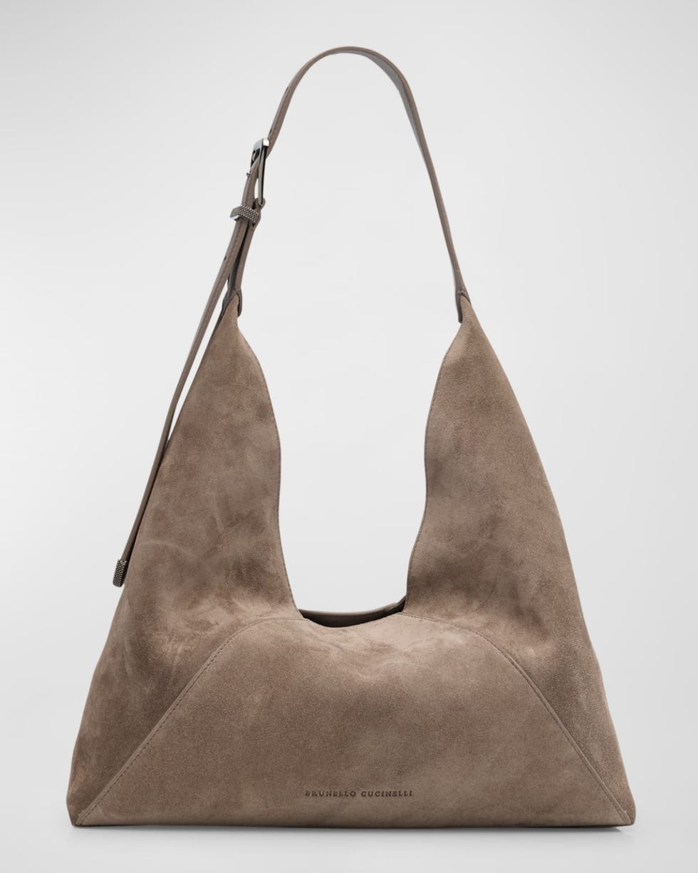 Buckle Suede Hobo Bag